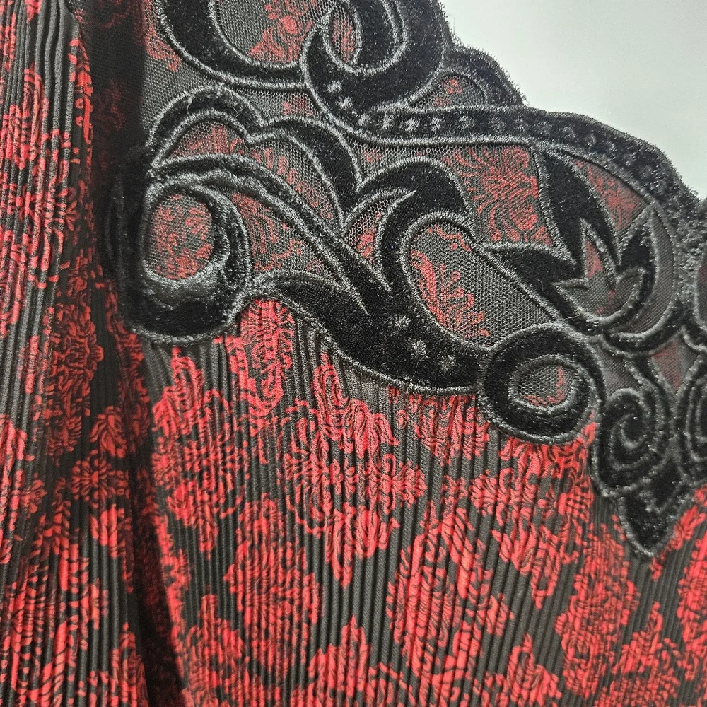 Catherines Womens Top 2X Whimsigoth Fairy Grunge Red Black Witchy Sheer Long - Picture 3 of 8